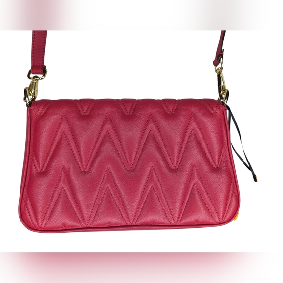 Valentino by Mario Valentino Florence Leather Quilted Studded Bag - Red -New - Picture 3 of 5